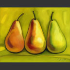 3 pears on green
